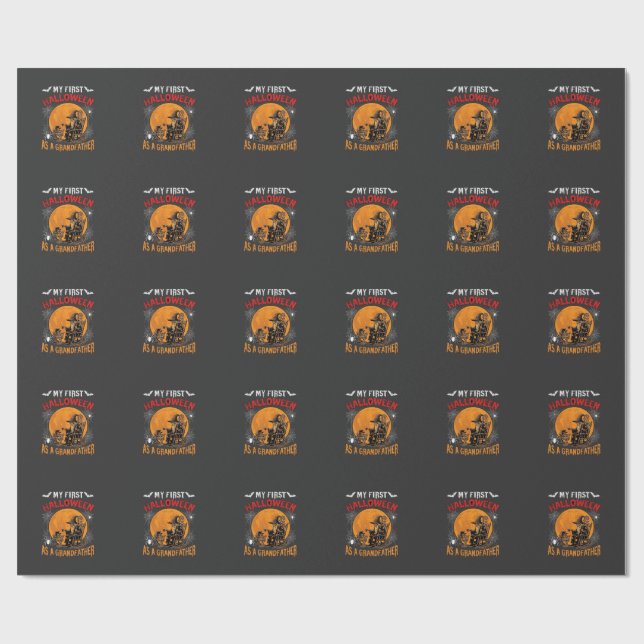 Papel De Presente Primeiro Halloween como Avô Feiticeiro Morcego Lua (Aberto)