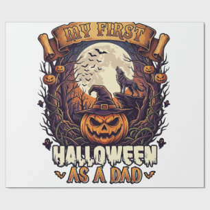Papel De Presente Primeiro Halloween Como Papai Abóbora Lobo Lua_1