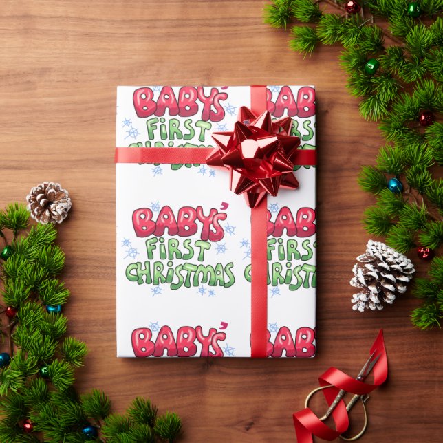 Papel De Presente Primeiro Natal do Bebê (Presente de Natal)