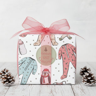 Papel De Presente Primeiro Natal do Bebê Fofo