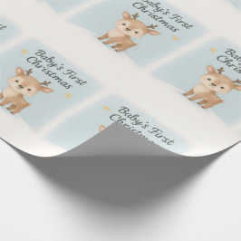 Papel De Presente Primeiro Natal do bebê renomado cute pastel invern