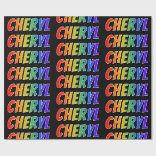 Papel De Presente Primeiro Nome Arco-íris "CHERYL"; Divertido & Colo