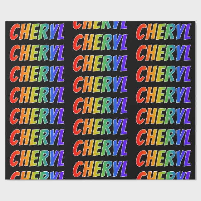Papel De Presente Primeiro Nome Arco-íris "CHERYL"; Divertido & Colo (Aberto)