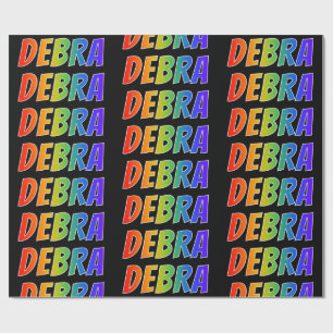 Papel De Presente Primeiro nome Arco-íris "DEBRA"; Divertido e Color