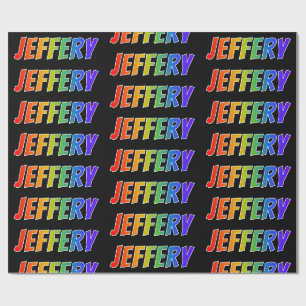Papel De Presente Primeiro Nome Arco-íris "JEFFERY"; Divertido & Col
