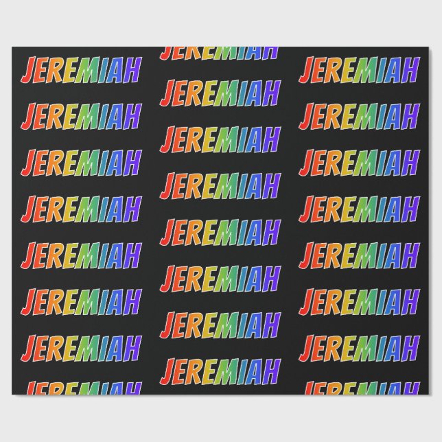 Papel De Presente Primeiro Nome Arco-íris "JEREMIAH"; Divertido & Co (Aberto)
