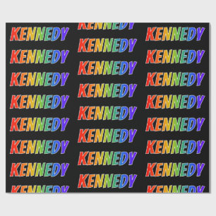 Papel De Presente Primeiro Nome Arco-íris "KENNEDY"; Divertido e Col