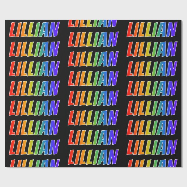 Papel De Presente Primeiro Nome Arco-íris "LILLIAN"; Divertido e Col (Aberto)