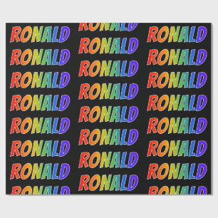 Papel De Presente Primeiro Nome Arco-íris "RONALD"; Divertido & Colo