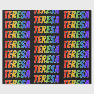 Papel De Presente Primeiro Nome Arco-íris "TERESA"; Divertido e Colo