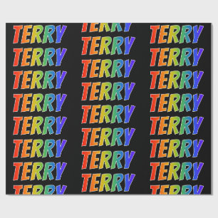Papel De Presente Primeiro nome Arco-íris "TERRY"; Divertido & Color