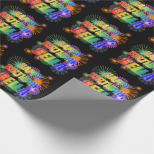 Papel De Presente Primeiro nome "BELLA", Diversão "FELIZ ANIVERSÁR