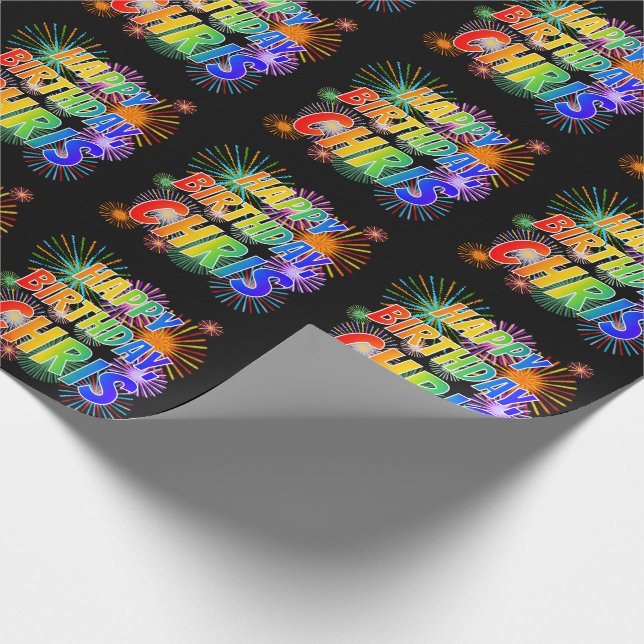 Papel De Presente Primeiro nome "CHRIS", Diversão "FELIZ ANIVERSÁRIO (Ponta)