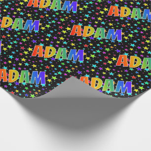 Papel De Presente Primeiro nome do arco-íris "ADAM" + estrelas