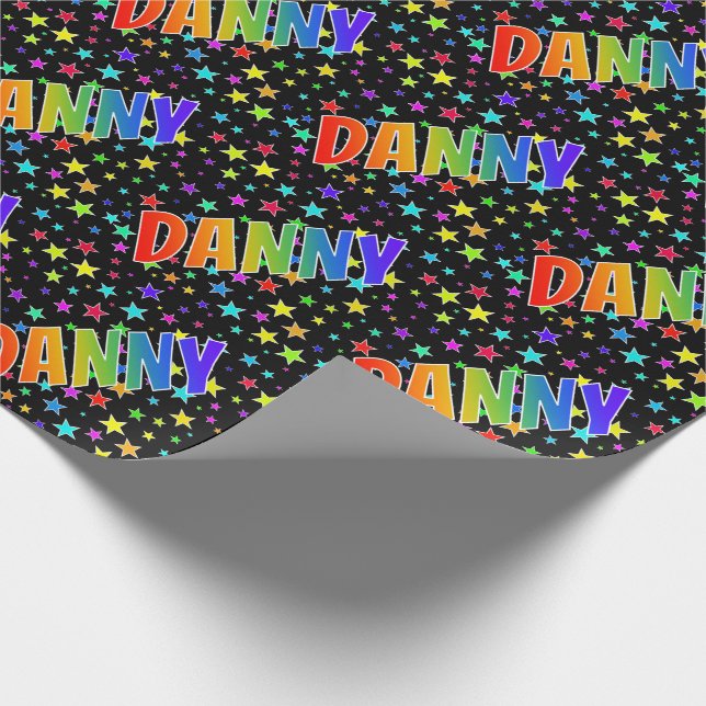 Papel De Presente Primeiro nome do arco-íris "DANNY" + estrelas (Ponta)