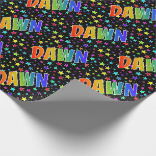 Papel De Presente Primeiro nome do arco-íris "DAWN" + estrelas