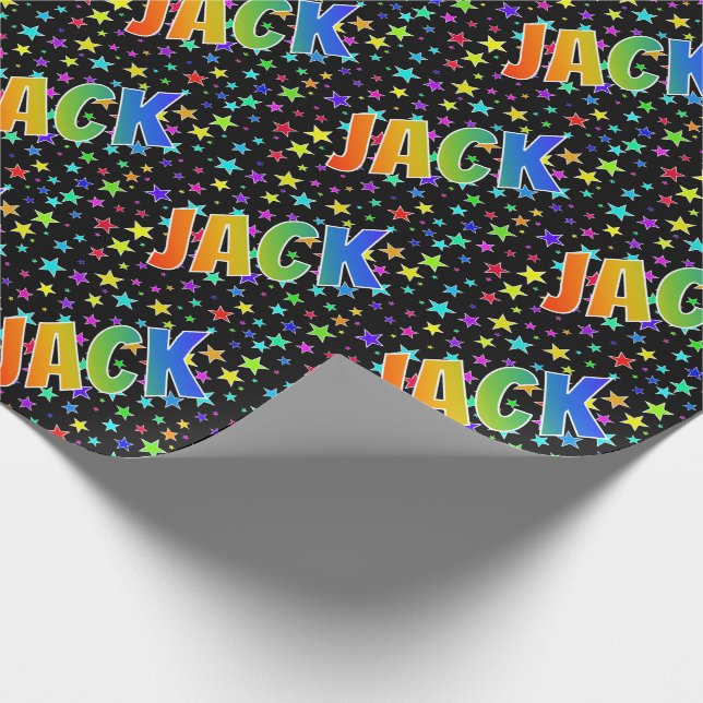 Papel De Presente Primeiro nome do arco-íris "JACK" + estrelas (Ponta)