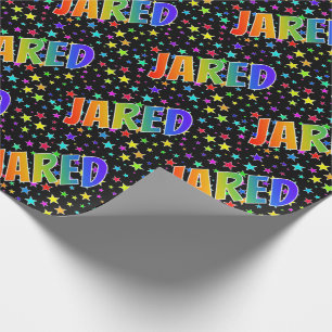 Papel De Presente Primeiro nome do arco-íris "JARED" + estrelas
