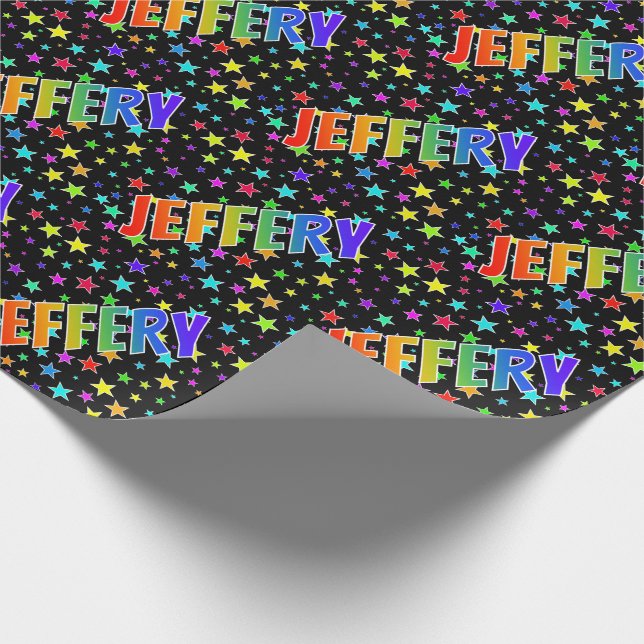 Papel De Presente Primeiro nome do arco-íris "JEFFERY" + estrelas (Ponta)