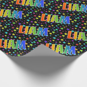 Papel De Presente Primeiro nome do arco-íris "LIAM" + estrelas