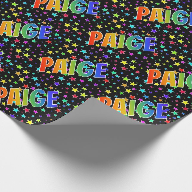 Papel De Presente Primeiro nome do arco-íris "PAIGE" + estrelas (Ponta)