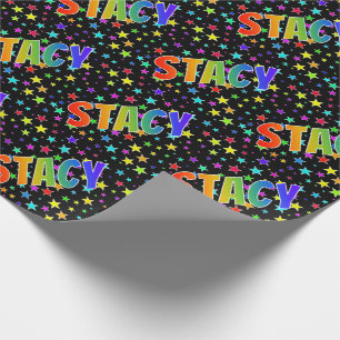 Papel De Presente Primeiro nome do arco-íris "STACY" + estrelas