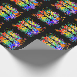 Papel De Presente Primeiro Nome "MARK", Diversão "FELIZ ANIVERSÁRIO"