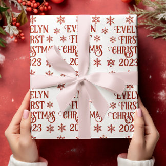 Papel De Presente Primeiro Texto de Natal Personalizado