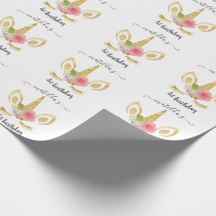 Papel De Presente Primeiro unicórnio bonito elegante do brilho do
