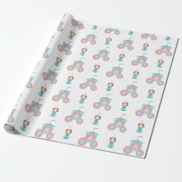 Papel De Presente Princesa Azul Rosa Simples