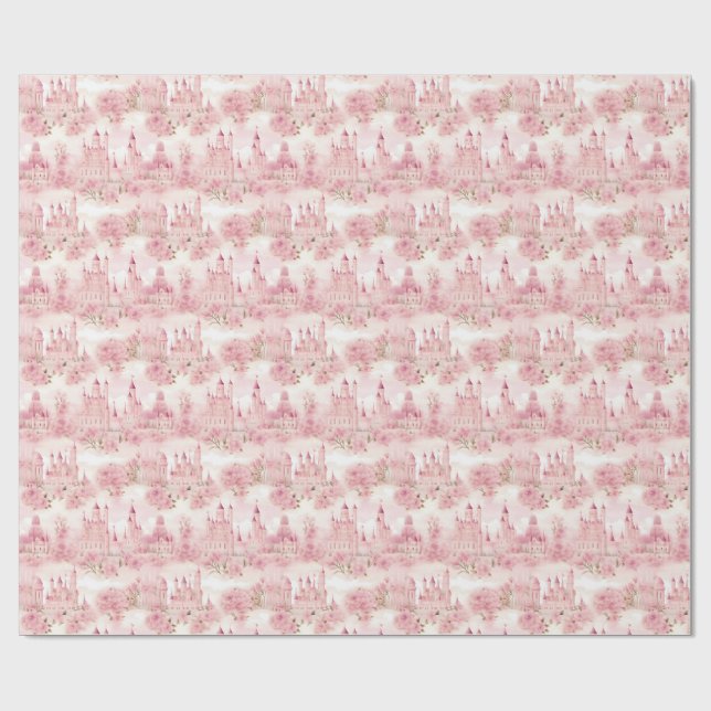 Papel De Presente Princesa Castle Seamless Pattern (Aberto)