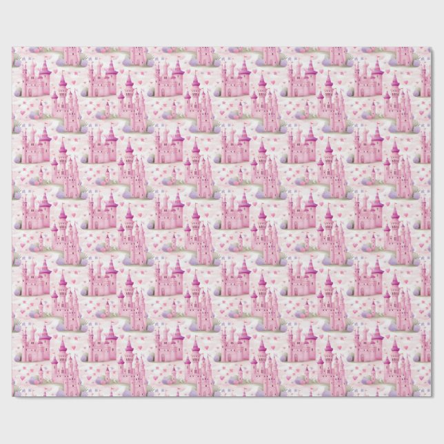 Papel De Presente Princesa Castle Seamless Pattern (Aberto)