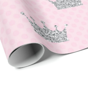 Papel De Presente Princesa Coroa Cor-de-rosa Prata Ponto Vip