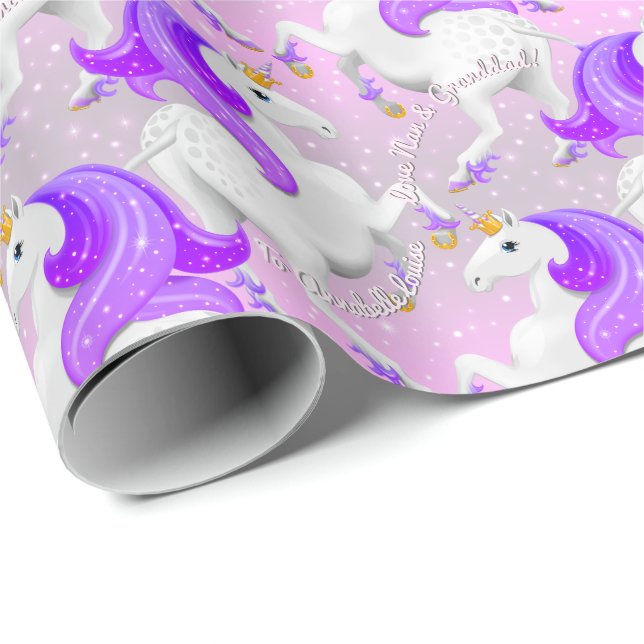 Papel De Presente Princesa da Floresta Arrastando o Unicórnio Mágico (Ponta do rolo)