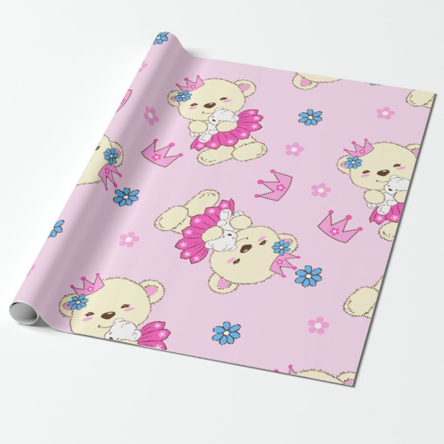 Papel De Presente Princesa do Urso Rosa (Desenrolado)