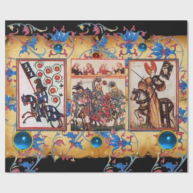 PAPEL DE PRESENTE PRINCESA PENTHESILEIA E CAVALEIRO AZUL HORSEBACK (Aberto)