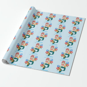 Papel De Presente Princesa Sereia Ruiva Thunder_Cove