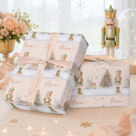 Papel De Presente Príncipe Quebra-Nozes Personalizado e Árvore de Na