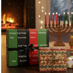 Papel De Presente Princípios Nguzo Saba do Kwanzaa do Patrimônio Afr
