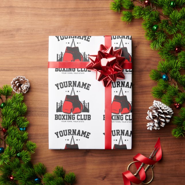 Papel De Presente Pro Boxer ADD NAME - Luvas vermelhas Formação em A (Presente de Natal)