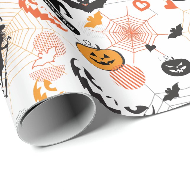 Papel De Presente Produto do Halloween - Tratamento ou truque (Ponta do rolo)