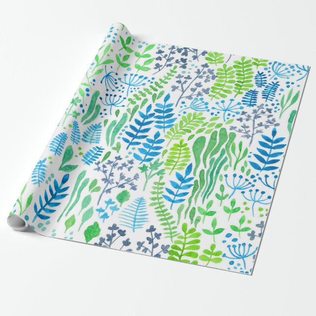 Papel De Presente Produto floral de aquarela branco (Desenrolado)