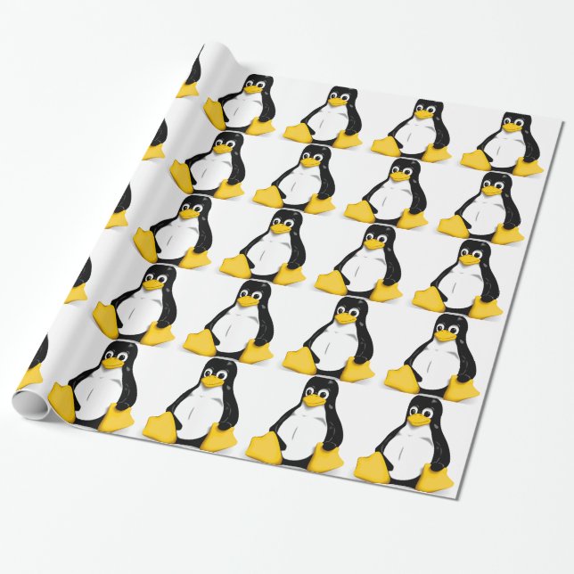 Papel De Presente Produtos de Linux Tux (Desenrolado)