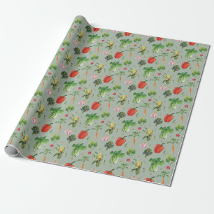 Papel De Presente Produtos Hortícolas Orgânicos Da Aquarela