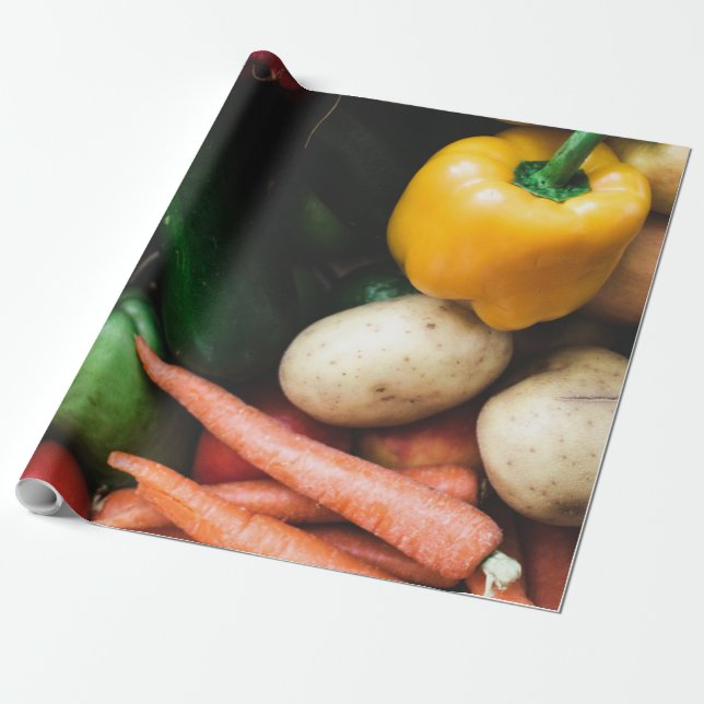 Papel De Presente Produtos hortícolas saudáveis (Desenrolado)