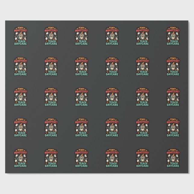 Papel De Presente Professor de Creche de Halloween Monstros Pequenos (Aberto)