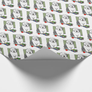 Papel De Presente Professora da Escola Sheepdog Antigo Inglês (Cinz
