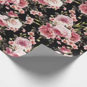 Papel De Presente Profusão do rosa do rosa - fundo preto
