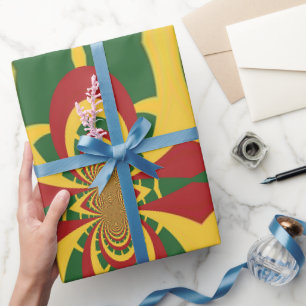 Papel De Presente Projete suas próprias Cores Rasta Vermelho Dourado