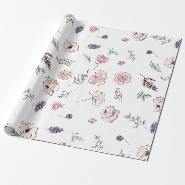 Papel De Presente Promoção Boêmio Chic Floral Boho Menina Laranja (Desenrolado)